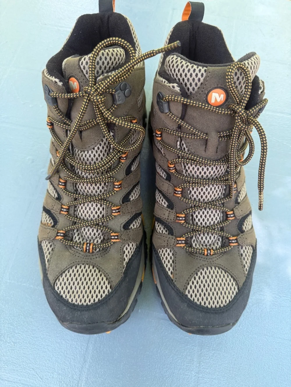 Merrell Brown and Gray Hiking Boots with Orange Highlights
